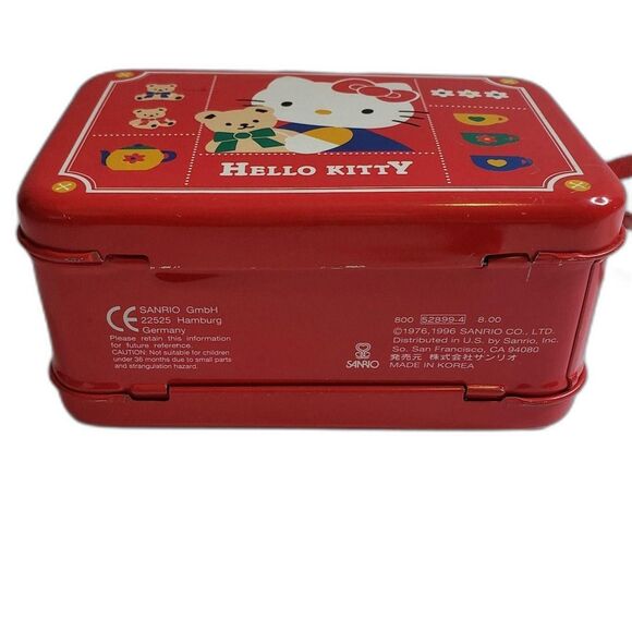 Vintage Hello Kitty Tin Purse Bag 1996 Red Sanrio Teddy Bear Strap Made in Korea - Picture 4 of 7